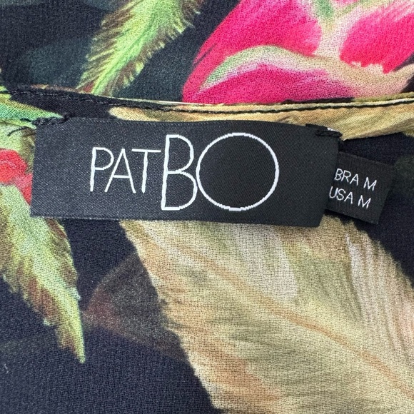 Patbo Tropicalia Short Sheer Coverup Dress Shoulder Pads Tropical Leaf - Picture 6 of 7